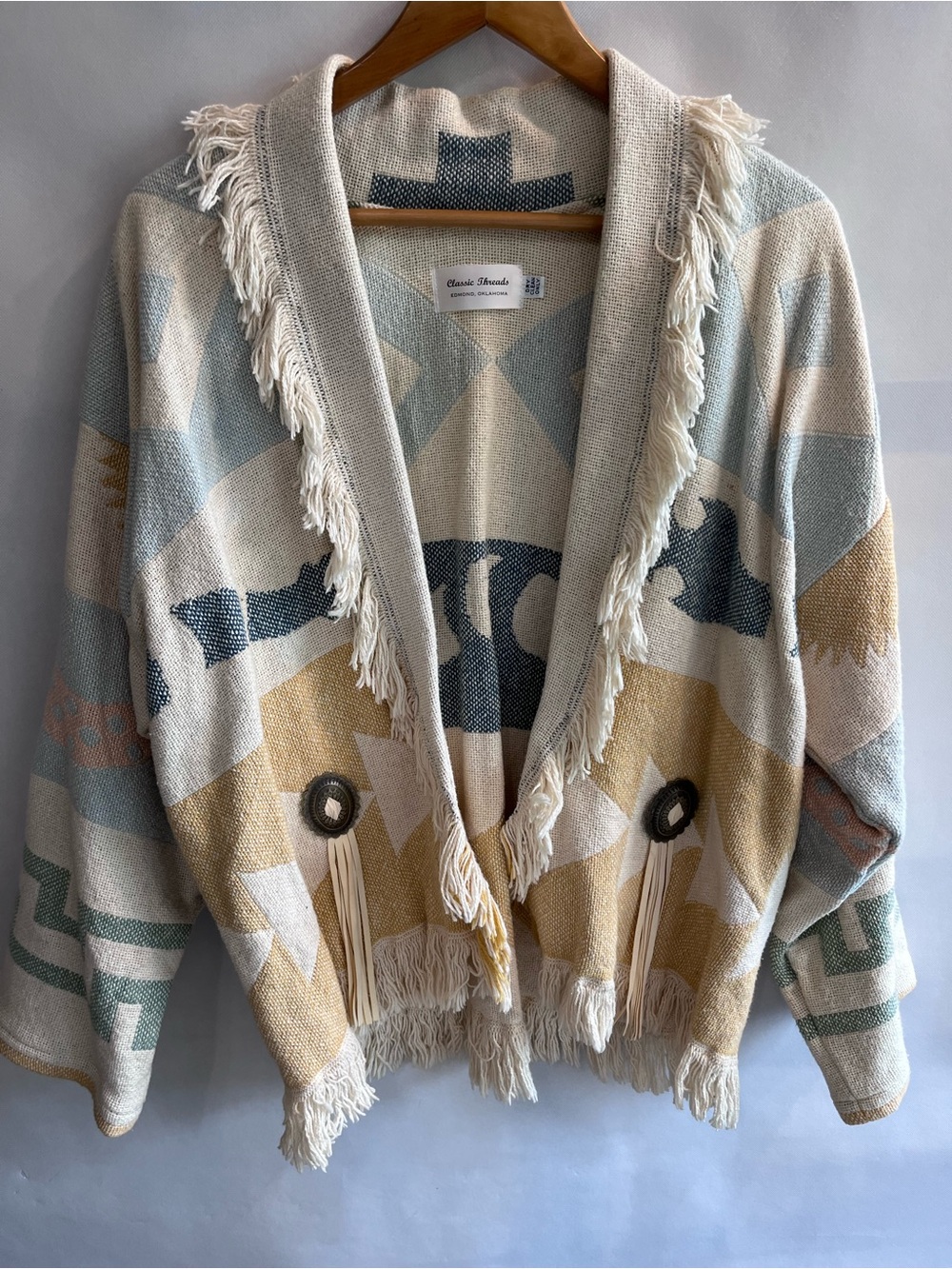 Vintage Blanket Jacket Tapestry Coat Southwestern Boho